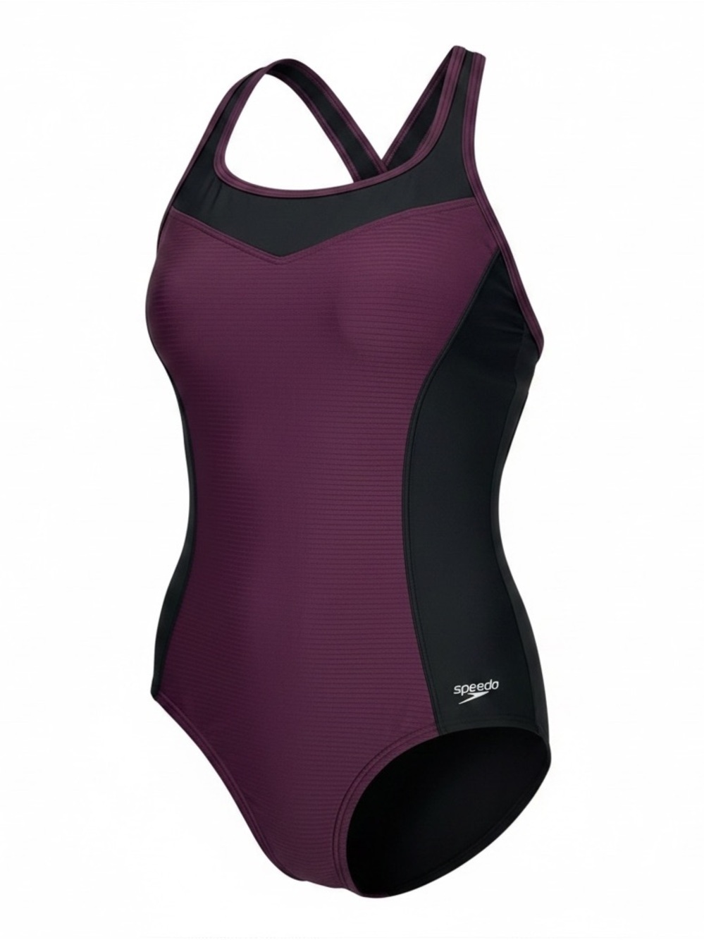 Speedo Plum and Black Crossback Training One-Piece